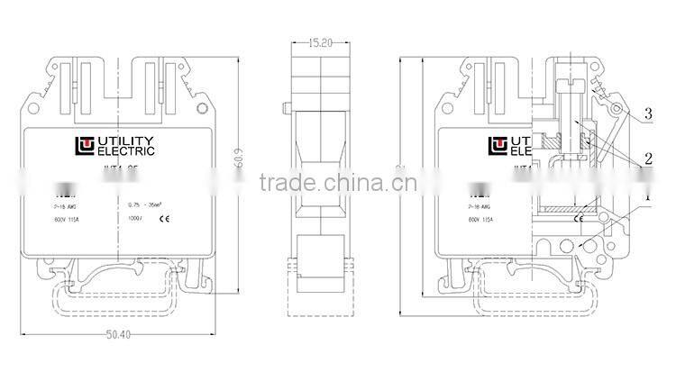 UTL Yueqing New Industrial Distribution Sealed Outer Case Screw Terminal Block 0.75-50mm 1000V