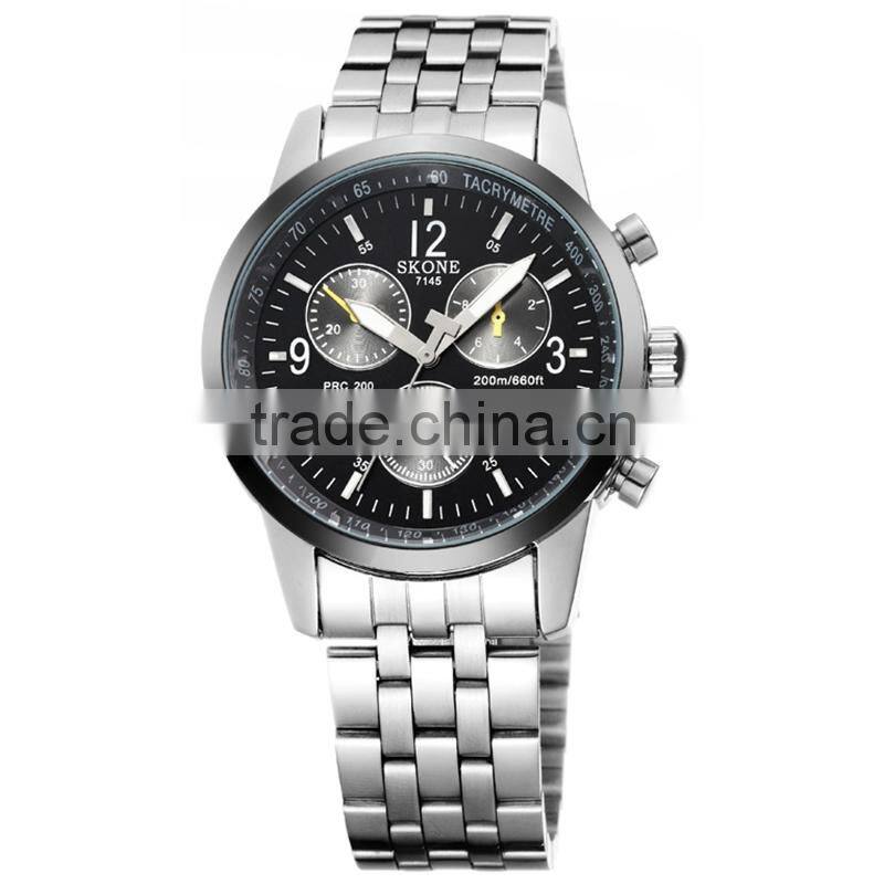 SKONE 7145 stainless steel back water resistant watch