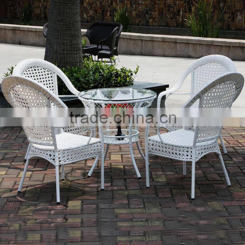 4 Hotel furniture set high back wicker chair and wooden table for sale YPS017