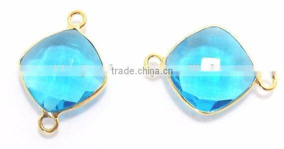 Sterling Silver B.T Quartz Cushion Faceted Gemstone Connector