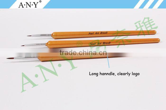 ANY Nail Art Beauty Care 3PCS Golden Wooden Handle Nylon Nail Brush Set