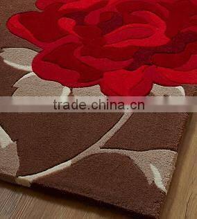 Sophisticated brown/red motif large flower hand tufted area rug for living room