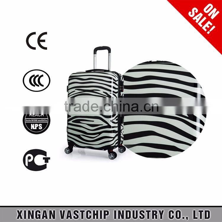 ABS hard case luggage with zipper wheel alumunium trolley systems