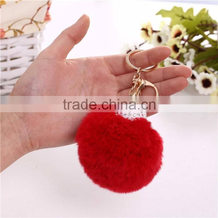 Royal Blue Rabbit Fur Pompom Valentine's Day Gift Keychain