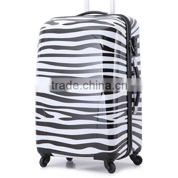 Cheap Zebra-Stripe 2 Side Full Printing Carry On ABS Trolley Suitcase In 20-inch Size