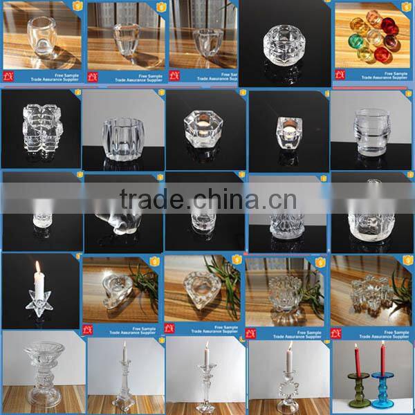 Crystal candle stand glass cube pillar holder with christmas tree pattern