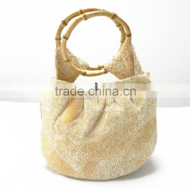 New Comfortabl material Ladies Handbag with Bamboo handle