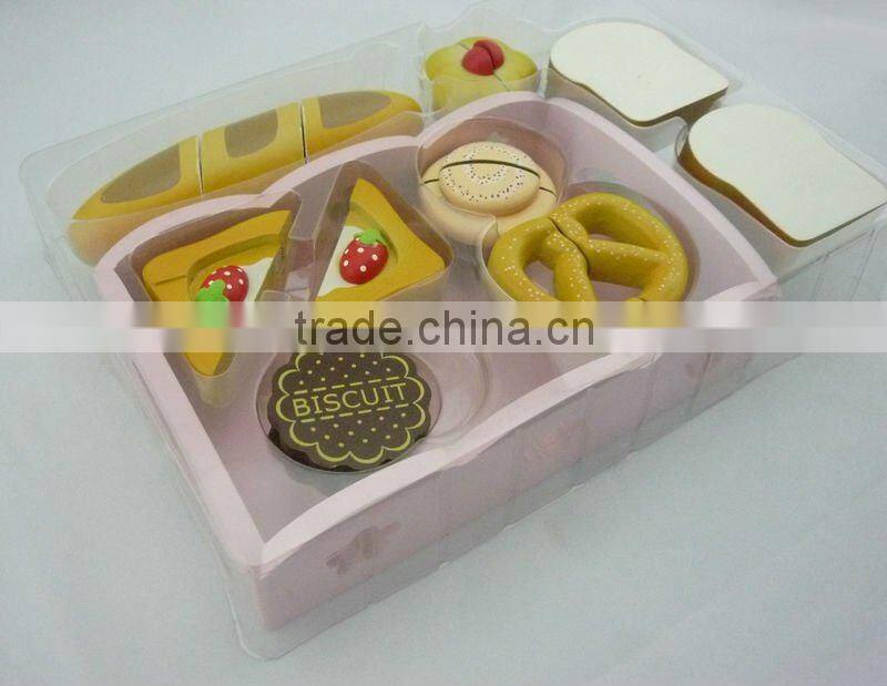 wooden fresh baked food toy kit for children's pretend play