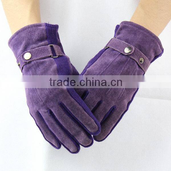 purple pig suede glove for ladies