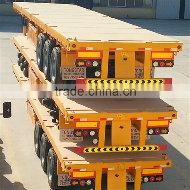 Alibaba Tri-axle 60 Ton 40ft Container Flatbed Truck Trailer for sale