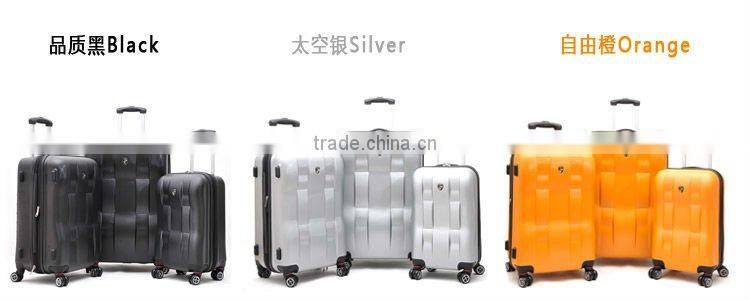 2015 china supplier Colrful abs travel trolley luggage/colourful travel set/20'' 24'' 28'' sets/360 degree four double wheels