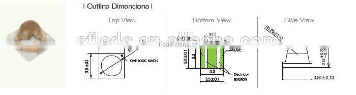 Long Standby Mercury free SMD 395 nm UV LED Emitter for UV printer