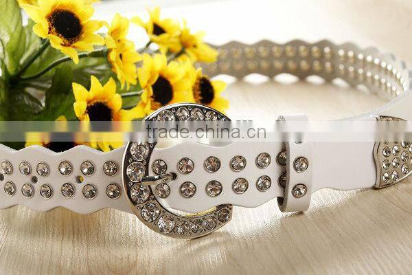 Ladies' Fashion White Western Rhinestone Belt