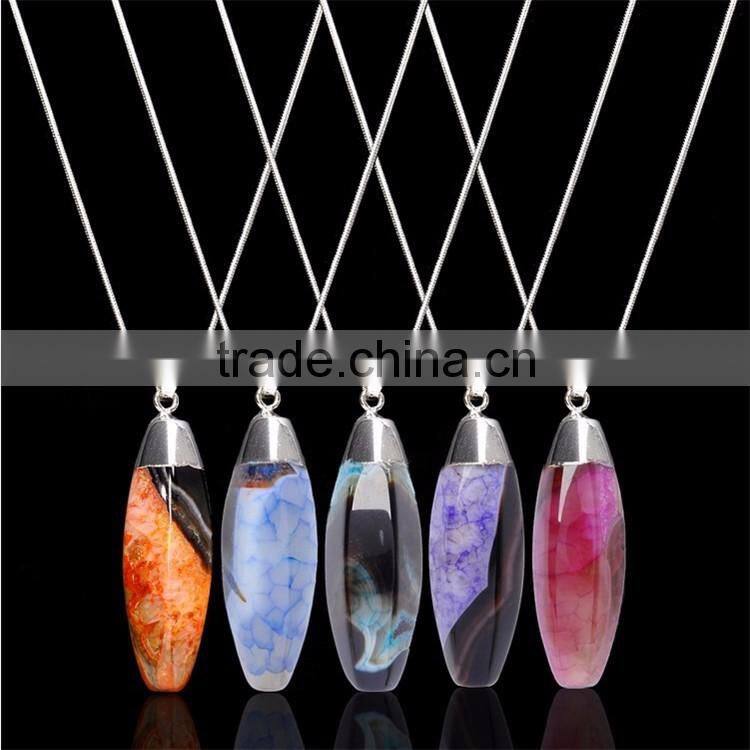 Jewelry 2016 hot Gemstone necklace crystal stone pendant necklace