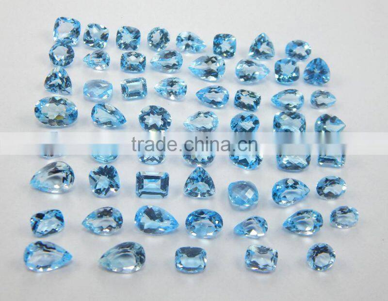 Natural swiss blue topaz faceted gemstone, blue topaz loose gemstone