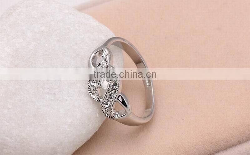 Fashion Hollow Spiral Micro Pave Simple Ring Rose Gold Plated Wide Rings For Women
