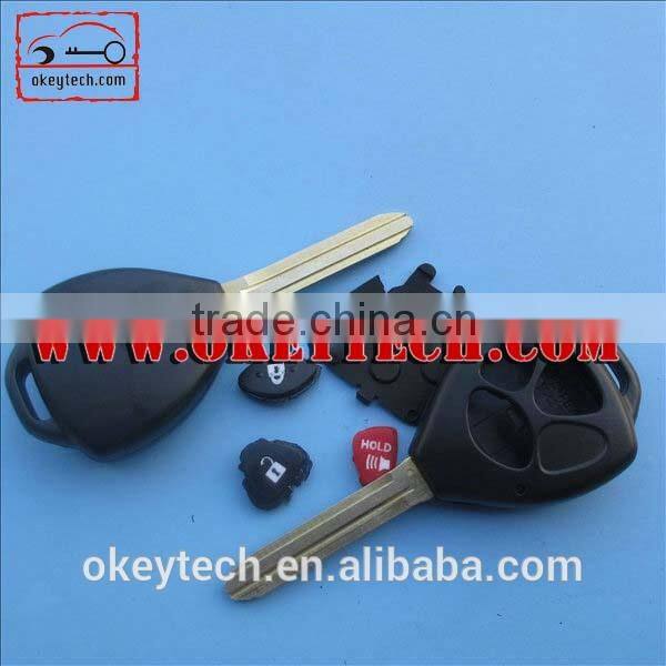 Okeytech toyoya key blank Toyota yaris 2+1 buttons remote key case for toyota yaris remote key