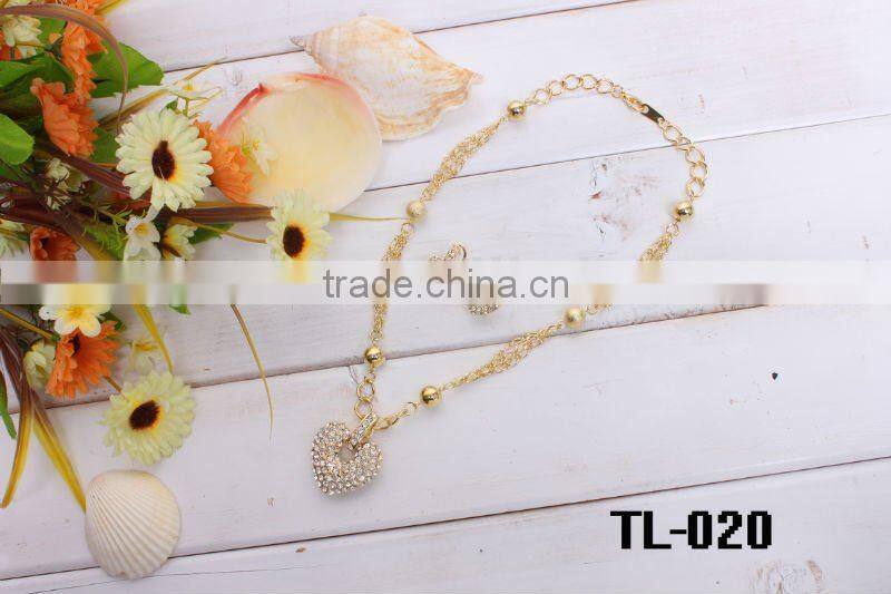 Girls gold necklace with crystal stone wholesale