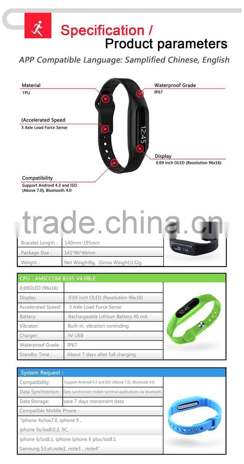 Mindary smart wristband bluetooth with OLED Touch Screen Waterproof IP67 e06 smart bracelet