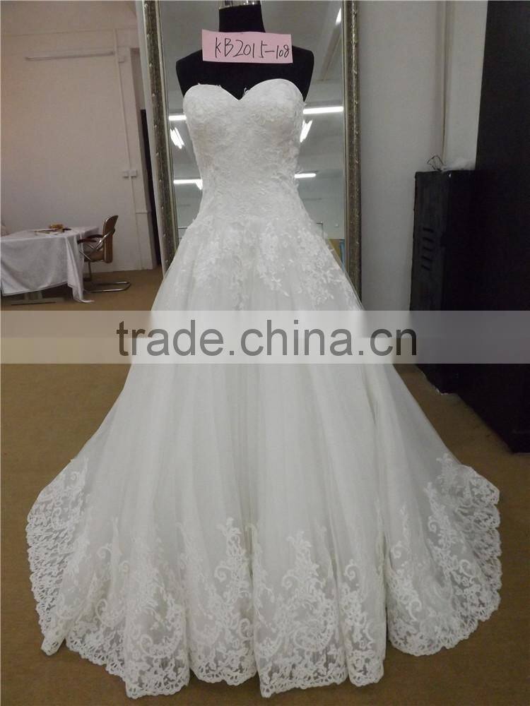 new arrival sexy sweetheart lace bodice wedding dress with lace tail