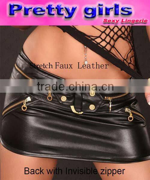 Hot sale fashion Leather Short Dress M311