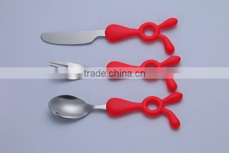 Children baby infant kids feeding stainless steel fork spoon knife sets