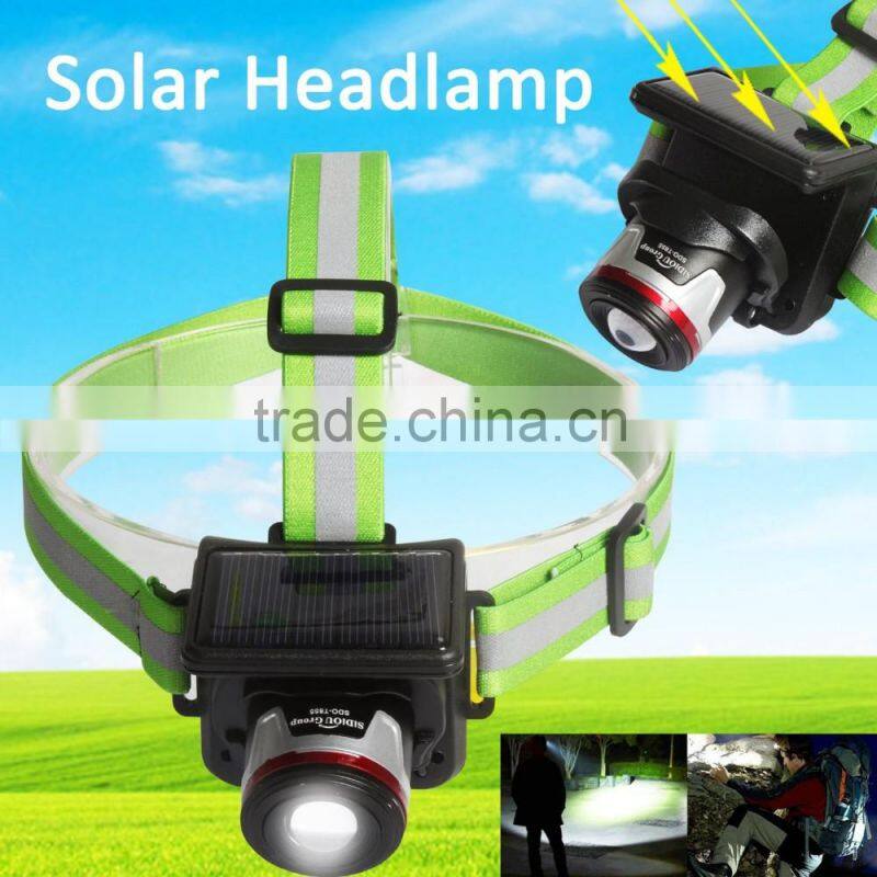 Sidiou Group XPE 5W Spotlight Solar Charging Light Headlamp Headlight UK/EU Plug Flashlight Head Torch Light To Bike Camping