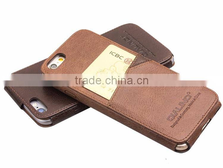 QIALINO Dropshipping Q Card Case, Full Grain Genuine For iPhone 6s Plus Leather Case