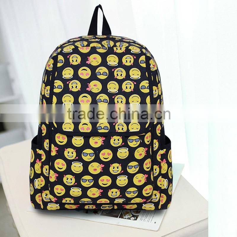 Emoji Printed High School Bag Backpack,smile face canvas daypack backpack cool Cute Emoji Backpack