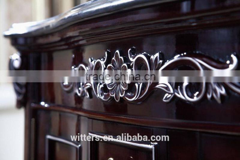 Classic bathroom furniture black bathroom vanity set Sliding door bathroom vanities with mirror WTS622