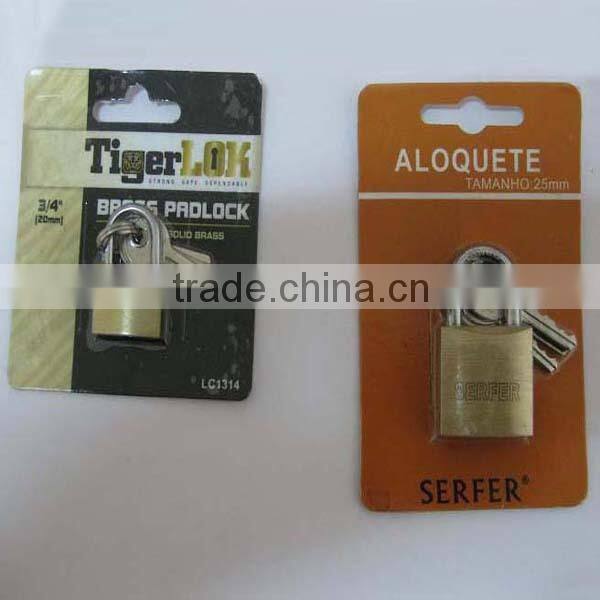 Brass Pad Lock with blister card packing