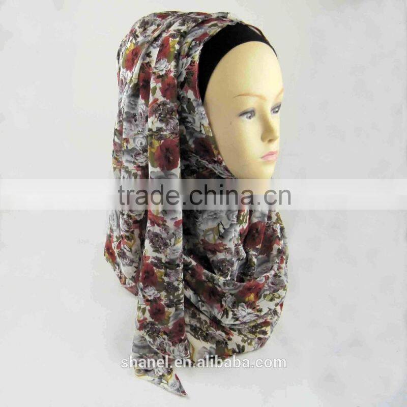 high quality chiffon printed scarf hijab