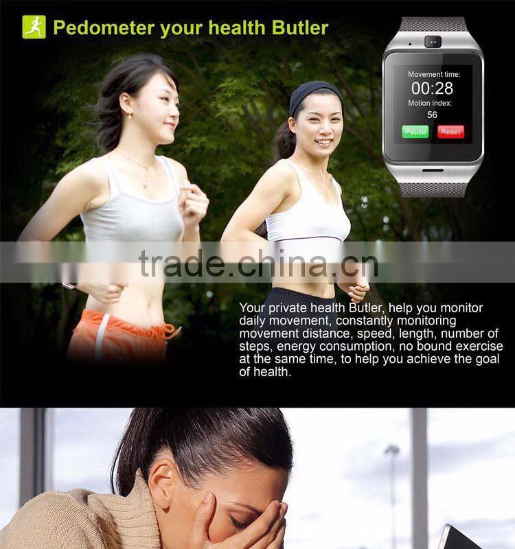 GV18 Smartwatch Bluetooth Sport Fitness Pedometer Camera Clock Bracelet Touch Screen Smart Watch Android Mobile Cell Phone