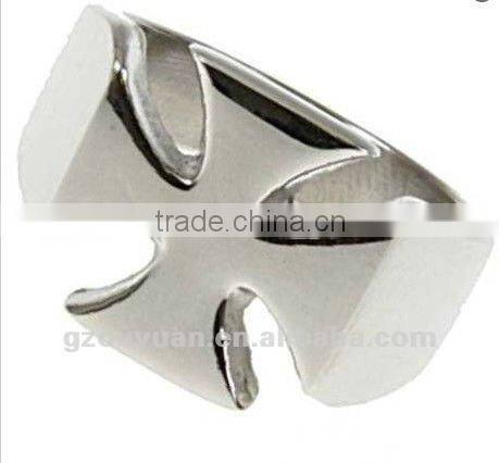 Fashionable Polished Stainless Steel Iron Cross Ring