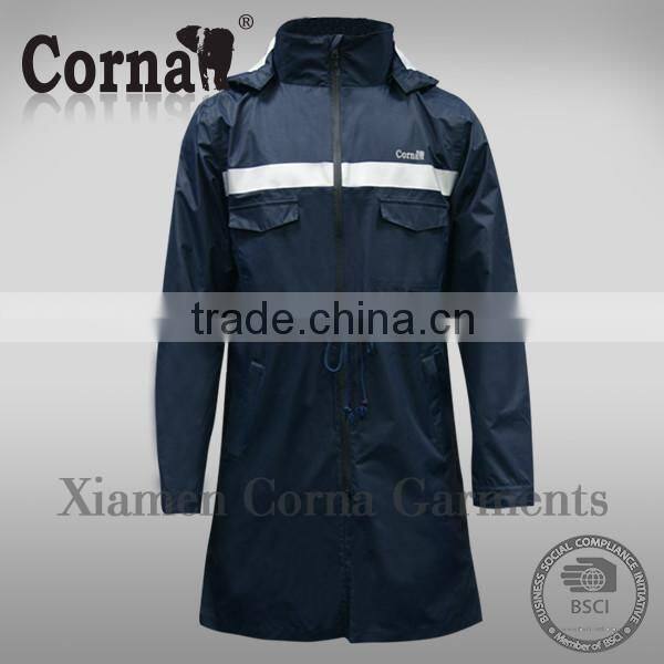 Alibaba china supplier OEM windproof breathable long raincoat long parka mens