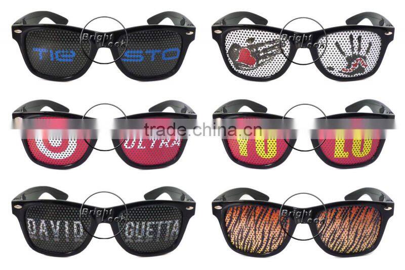 2014 New Collection Pinhole Sticker Fans Glasses With Flag printing lens Sticker Promotion 2014 Night Club Glasses (BSP2836)