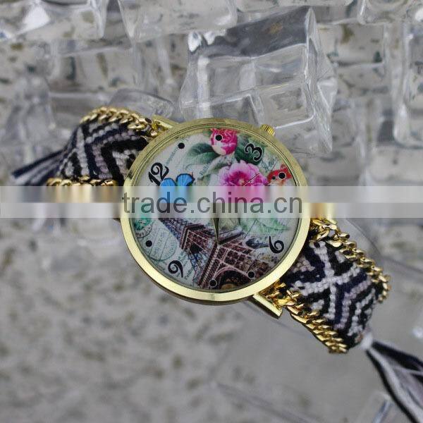 2015 Luxury fashion Geneva watch ,braided weave wristwatch,geneva woman watch