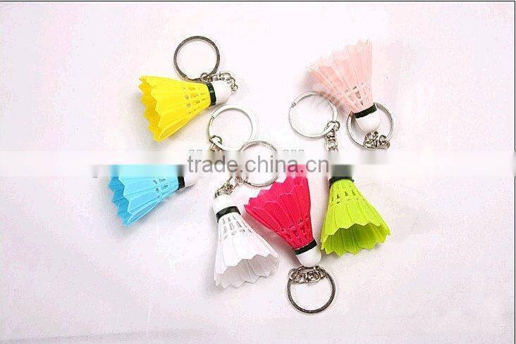 Colorful real feather badminton key /ring chain, cheap price promotion badminton keychain
