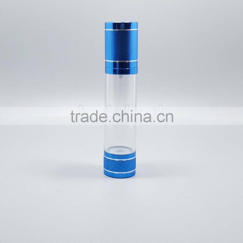 manufacture 10ml 30ml 50ml silver airless cream bottle 100ml 120ml 200ml good design blue/gold/silver airless perfume bottle