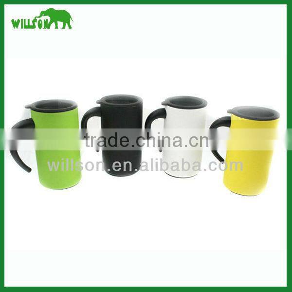 280ml double wall stainless steel coffee mug with lid and handle