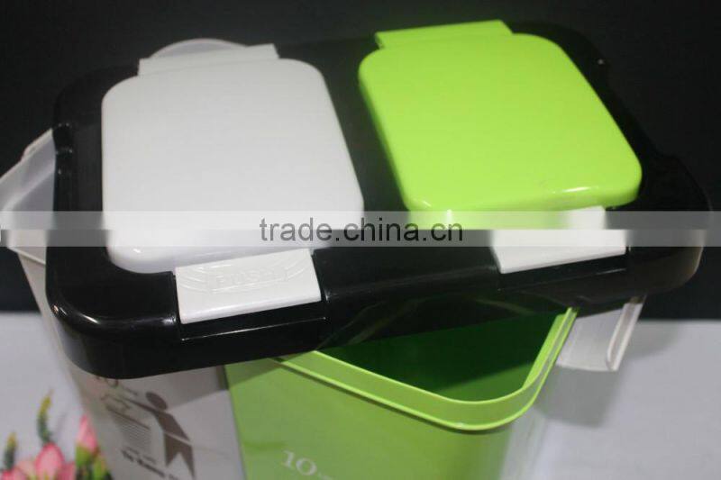 Colourful 2 Compartment 10 liter Plastic Dustbin. Suitable to be used as Office Dustbin, Toilet Dustbin, Sanitary Dustbin