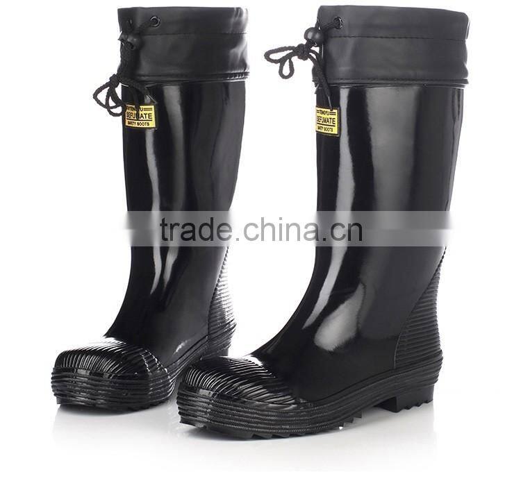 natural rubber men safety working boots equipped with steel toe cap and steel midsole