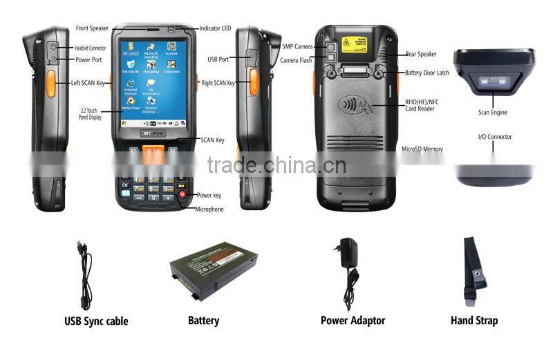 3g wifi pda barcode scanner wince