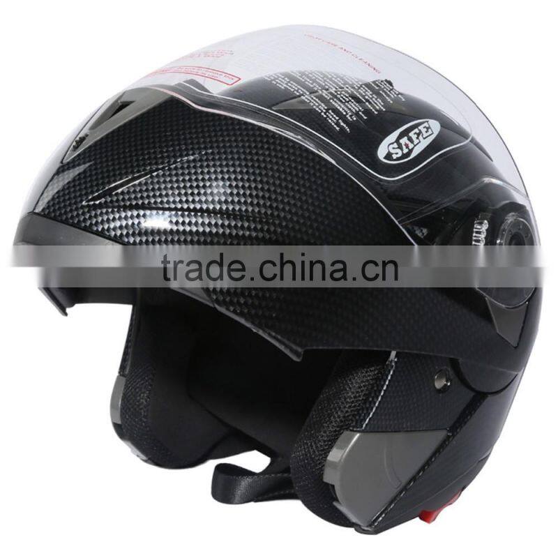 DOT Carbon Modular Dual-Visor Flip Up Sun Motorcycle Full Face Helmet S M L XL