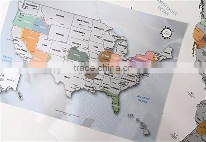 Personalized Scratch-off Us Map the United States of America A4 Size Poster Travel Silver Layer