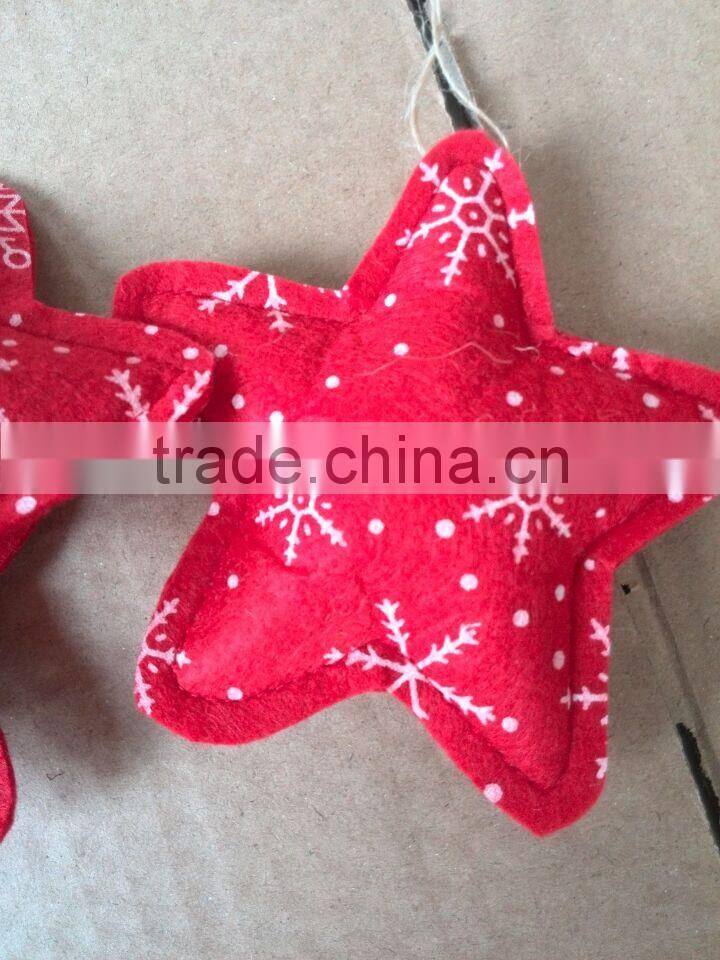 Mini Tree Ornaments Red Star With Snowflake Pattern