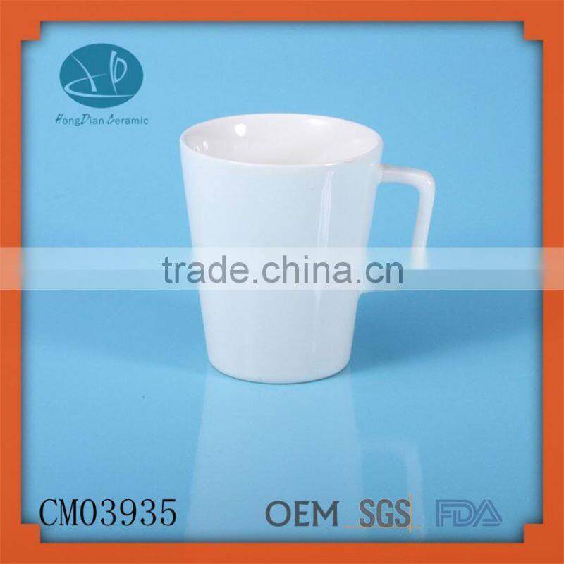 promotional mug creative ceramic mug,White ceramic porcelain tumbler beaker shaving mug with handle
