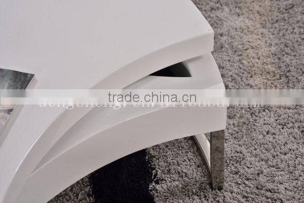 oval table Modern White High Gloss MDF Coffee Table With Chromed Steel