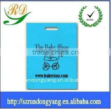 blue biodegradable cut handle bag