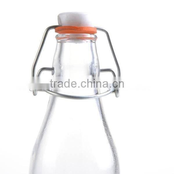 10oz round glass milk bottle oil & vinegar bottle with stopper whiskey decanter